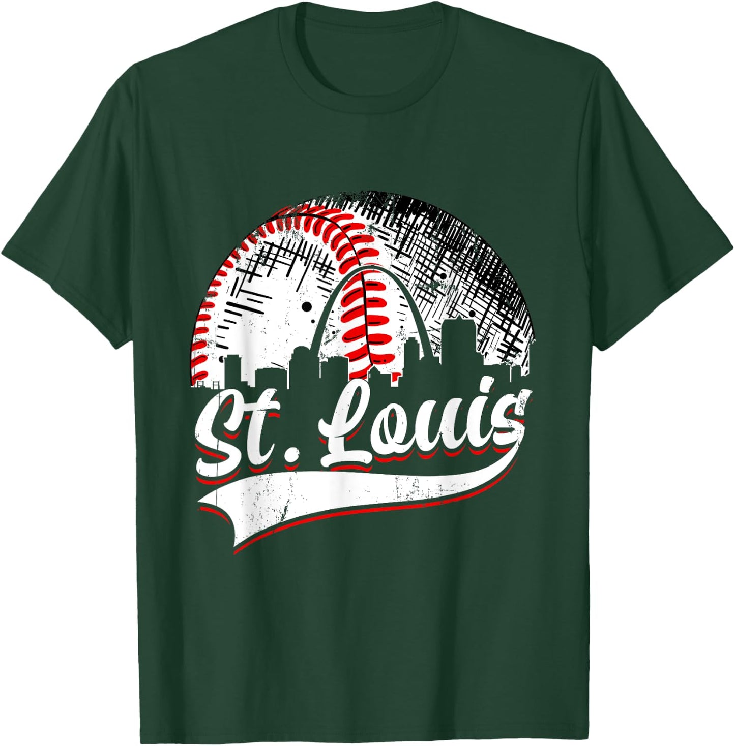 Vintage St. Louis Baseball Lover Men Women Game Day T-Shirt - T-Shirt | Forest