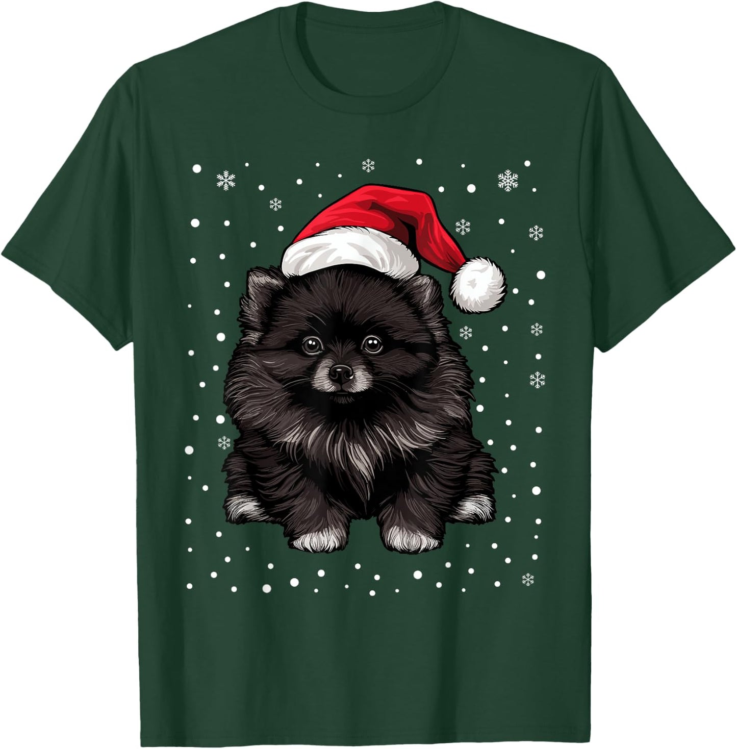 Black Pomeranian Dog Christmas Santa Hat Xmas Pajama T-Shirt - T-Shirt | Forest