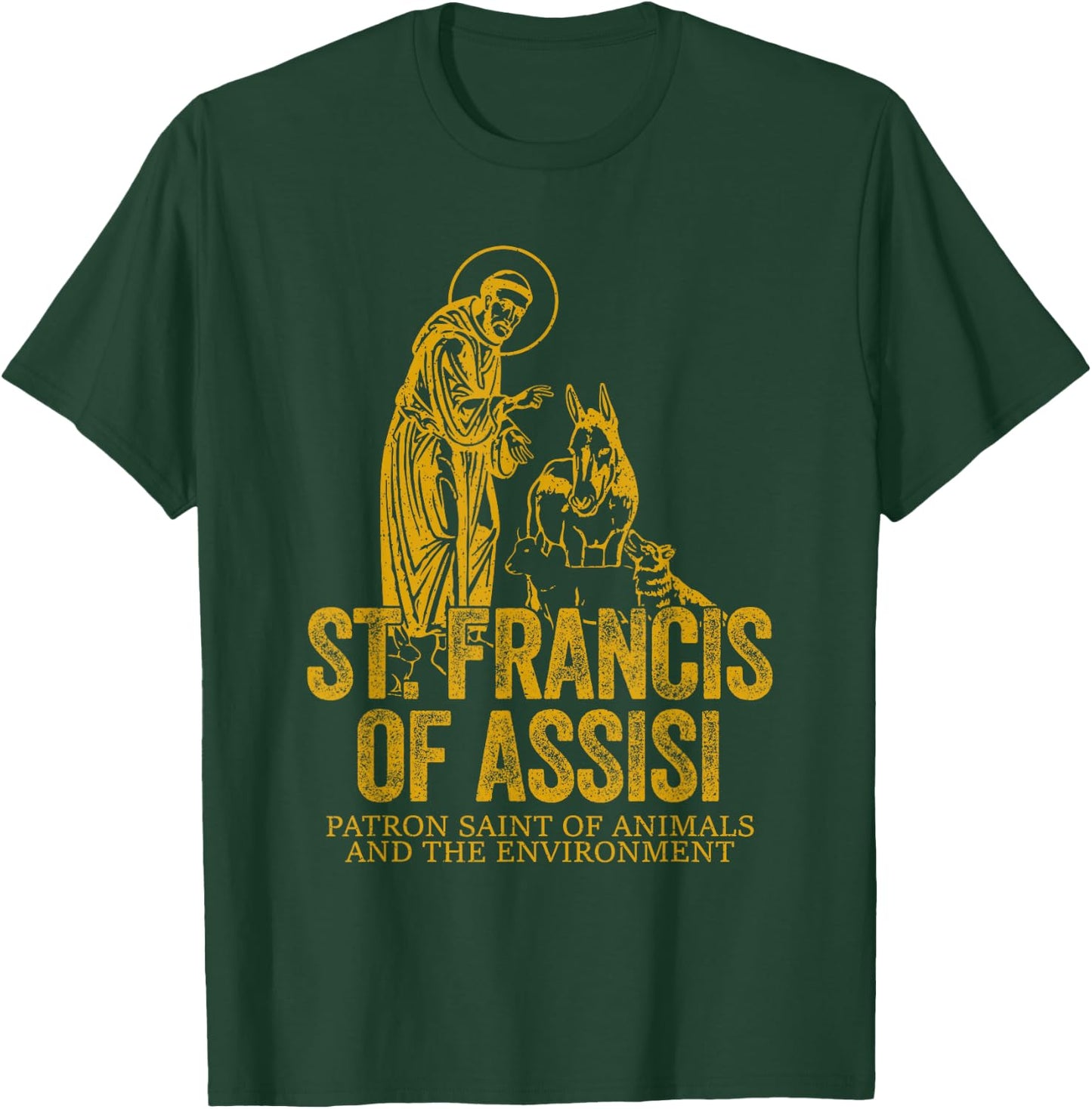 Catholicism Gold St. Francis Of Assisi Christian Saint T-Shirt - T-Shirt | Forest