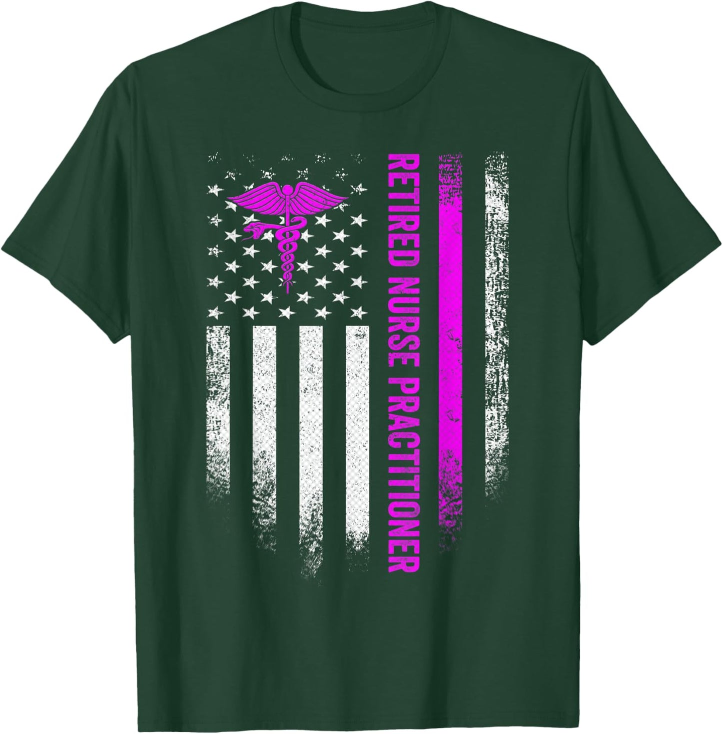 Vintage American Flag Proud Retired NP Nurse Practitioner T-Shirt - T-Shirt | Forest