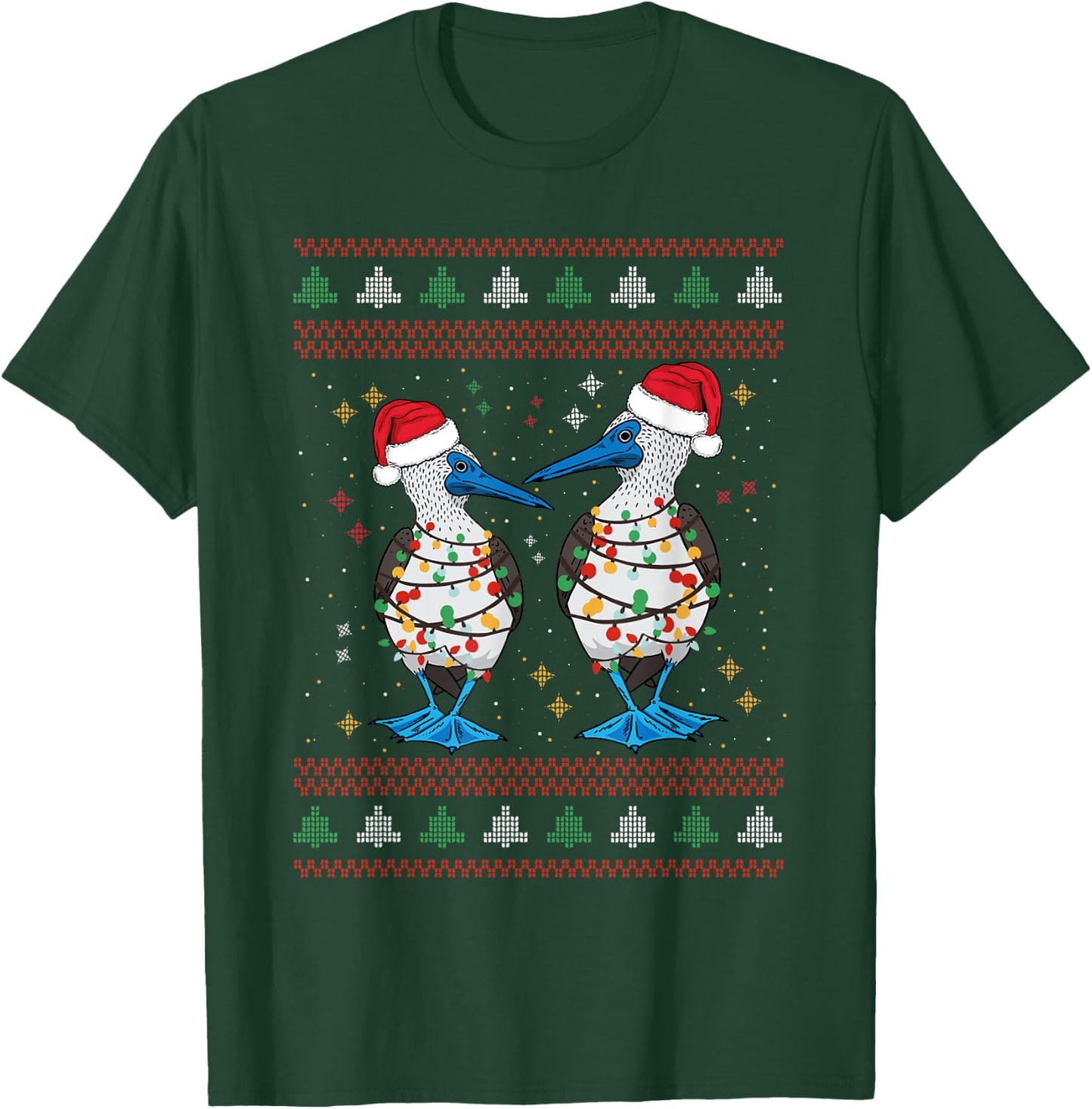 Blue Footed Booby Seabird Ugly Christmas T-Shirt - T-Shirt | Forest