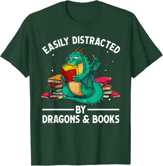 Cute Dragon Book Design Women Kids Dragon Book Lover T-Shirt - T-Shirt | Forest
