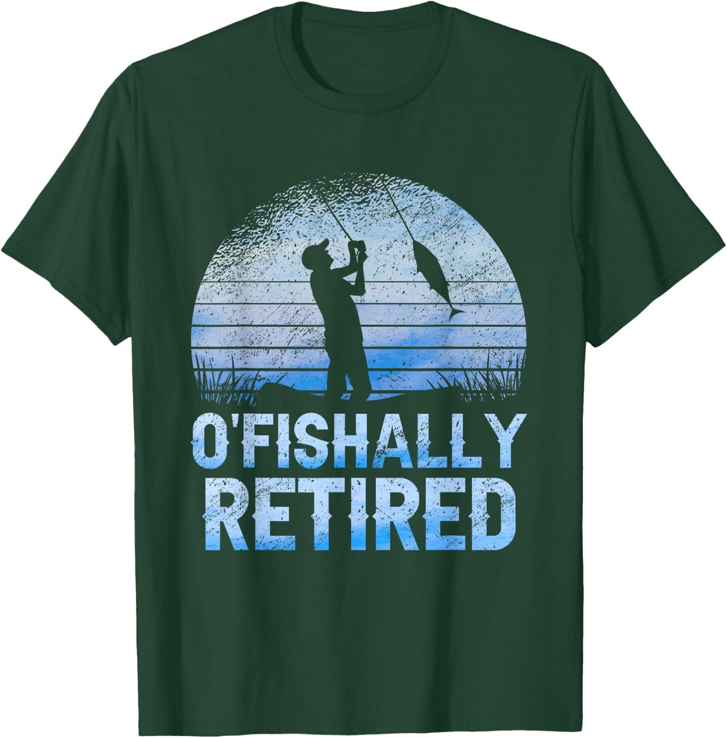 Ofishally Retired Fishing Retro Retirement Dad Father's Day T-Shirt - T-Shirt | Forest