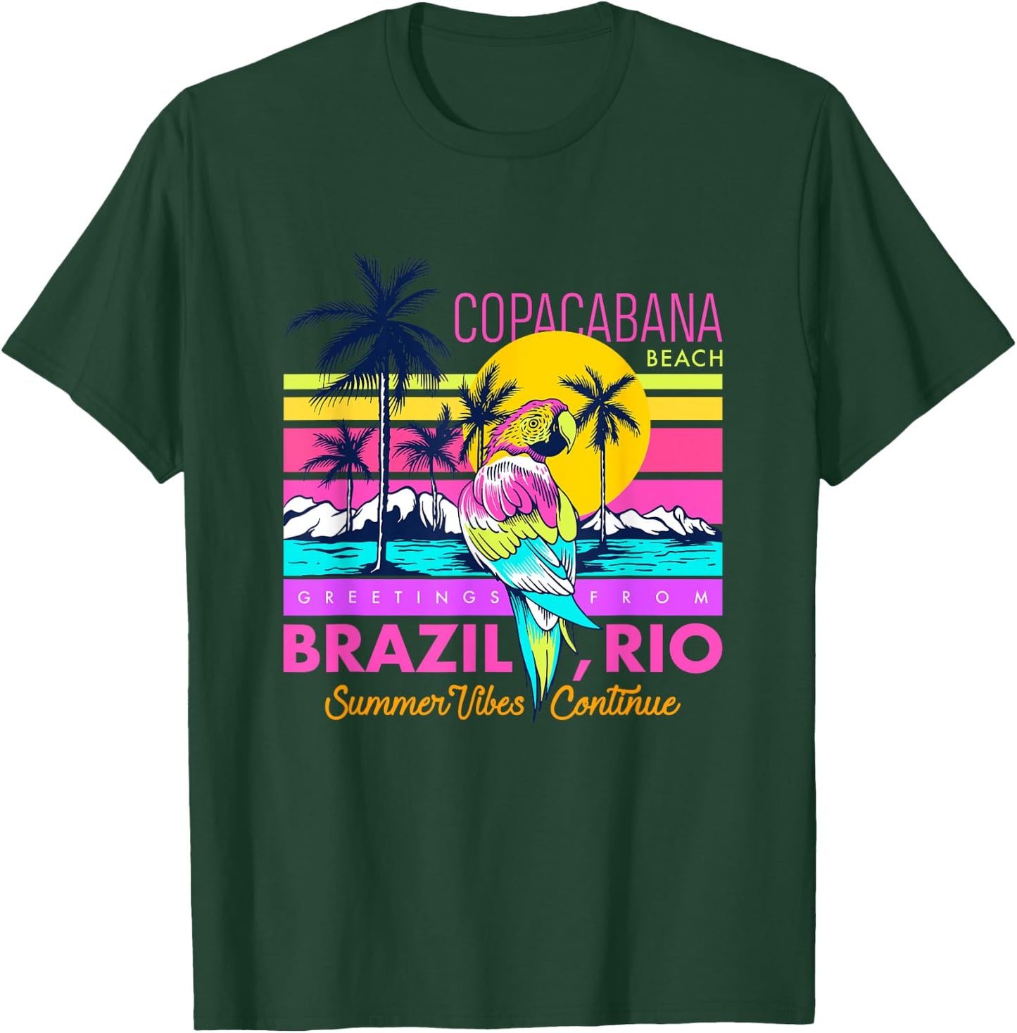 Cool Copacabana Beach Brazil Rio Summer Vibes Graphic Design Men Women Girls Kids T-Shirt - T-Shirt | Forest