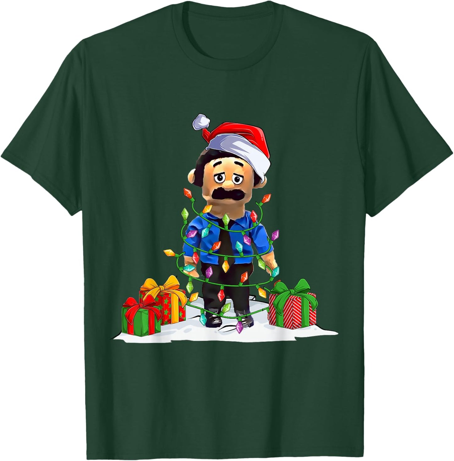 Awkward Diego Puppet -Adults Black Small Cartoon Christmas T-Shirt - T-Shirt | Forest