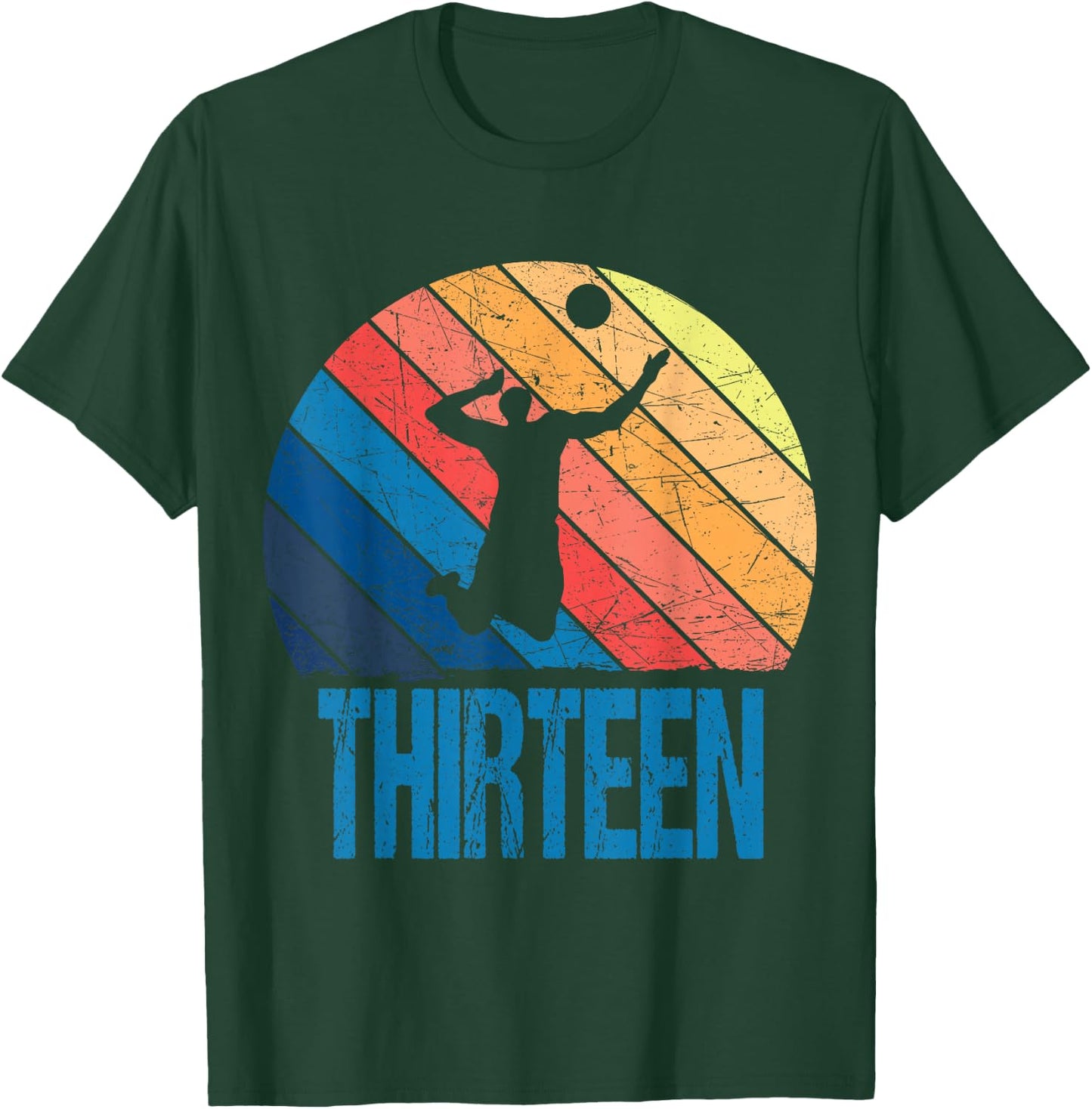 13th Birthday Retro Volleyball 13 Years Old Boy Girl T-Shirt - T-Shirt | Forest