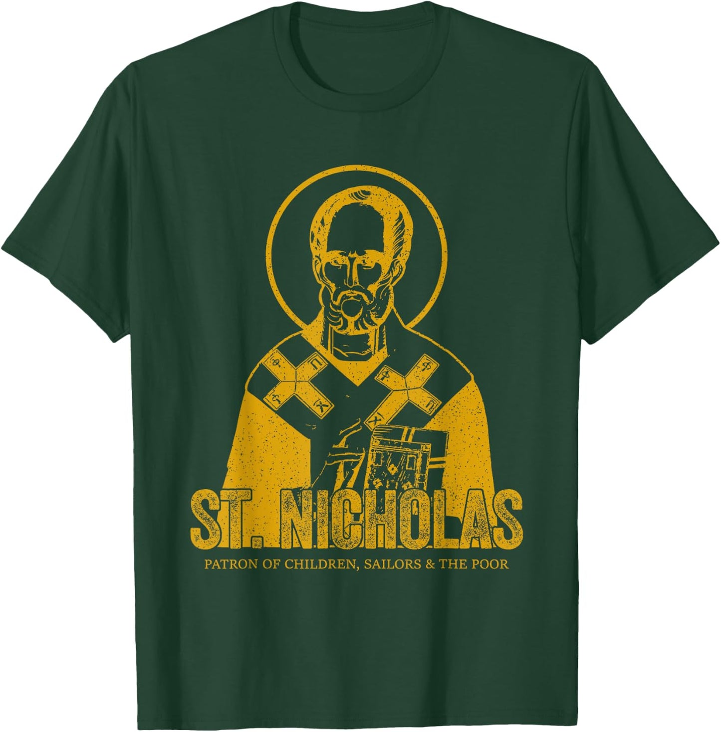 Catholicism Gold St. Nicholas Catholic Christian Saint T-Shirt - T-Shirt | Forest