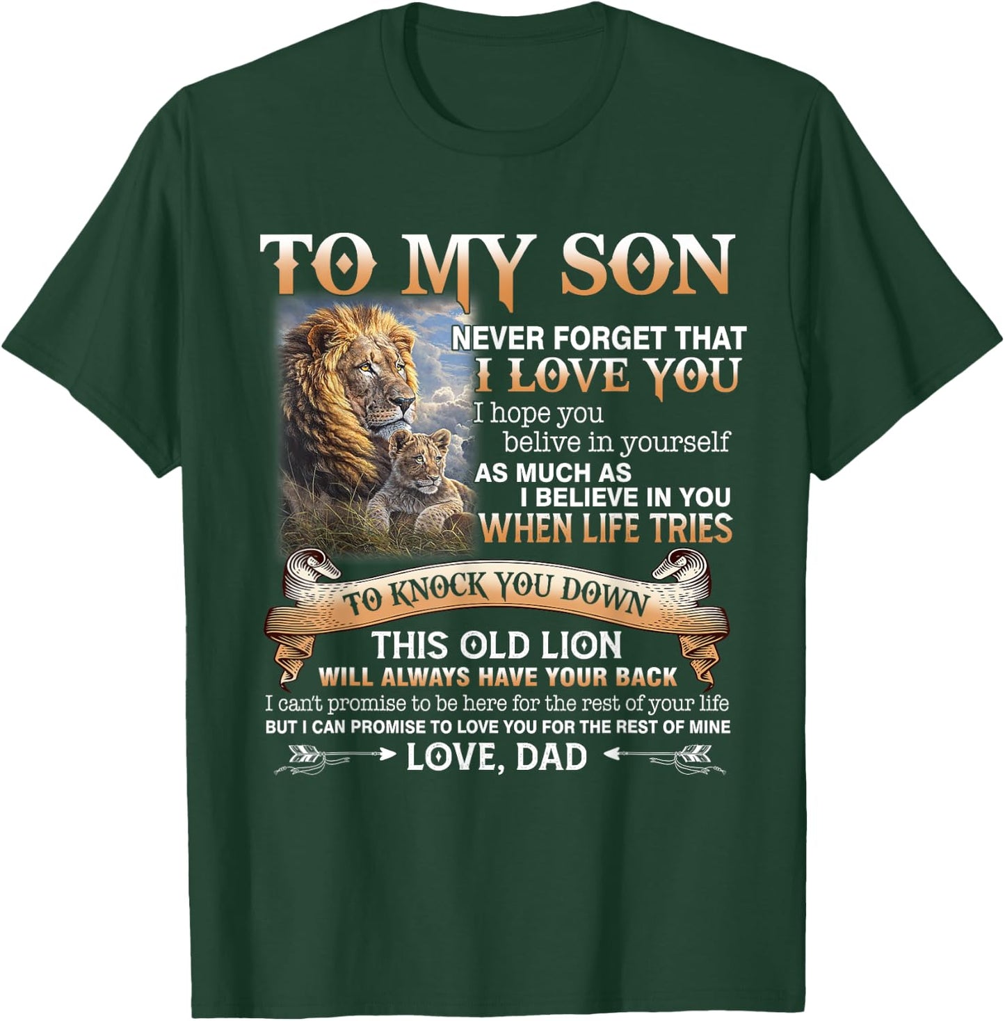 Family Lion To My Son Never Forget That I Love You Love Dad T-Shirt - T-Shirt | Forest