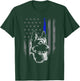 American Flag Thin Blue Line Flag German Shepherd Police T-Shirt - T-Shirt | Forest