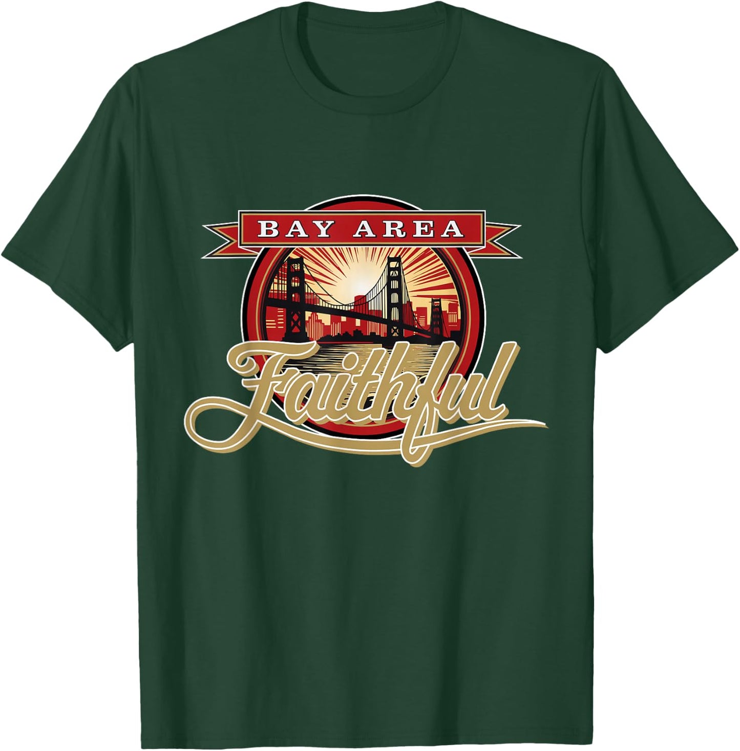 Faded San Francisco Sunday Bay Area Faithful T-Shirt - T-Shirt | Forest