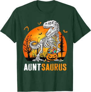 Auntsaurus Dinosaur Skeleton Halloween Aunt Saurus T-Shirt - T-Shirt | Forest