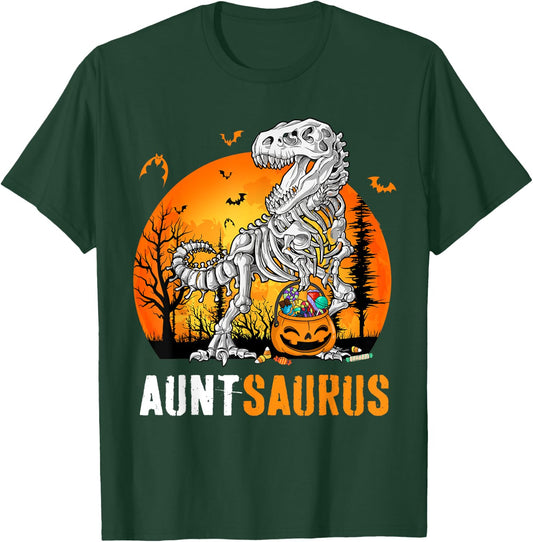 Auntsaurus Dinosaur Skeleton Halloween Aunt Saurus T-Shirt - T-Shirt | Forest