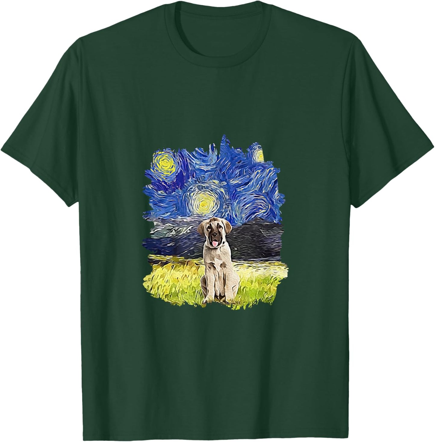 Starry Night Impressionist - Dog Art Anatolian Shepherd Dog T-Shirt - T-Shirt | Forest