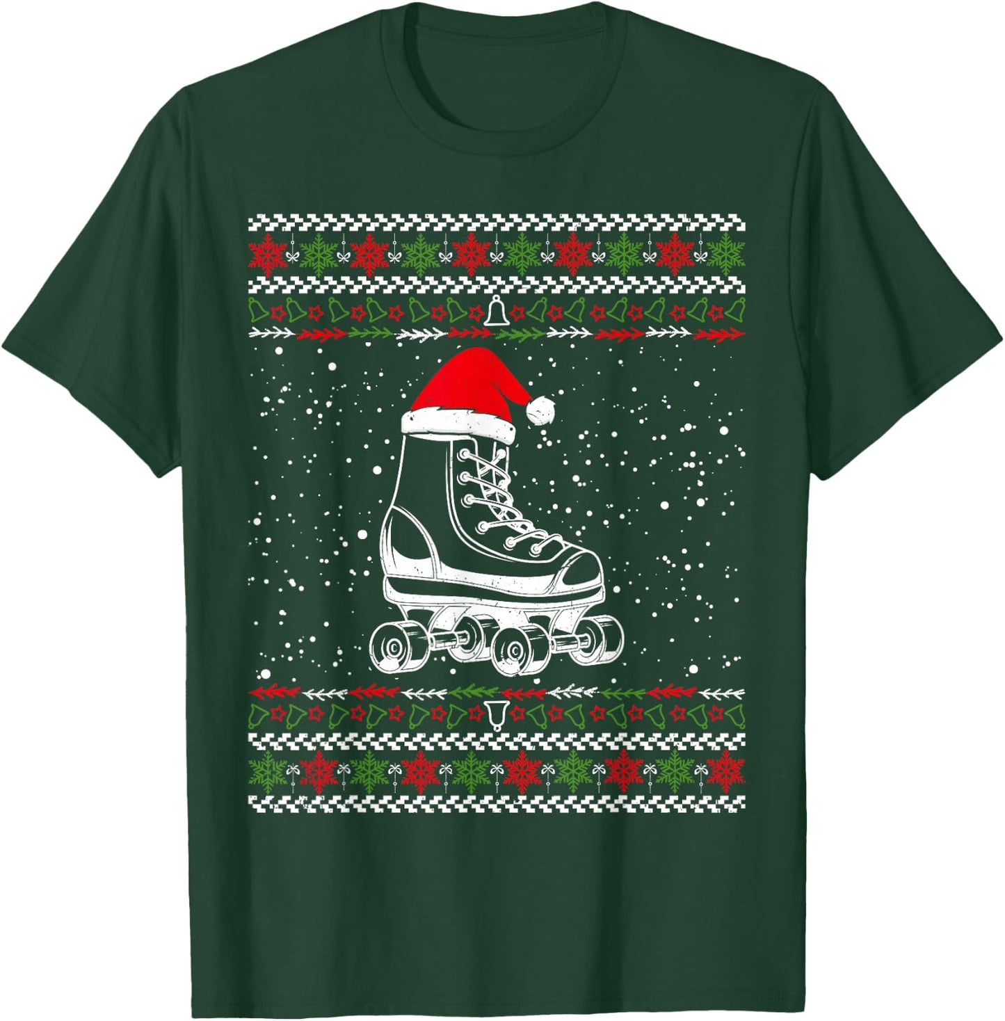 Roller Skating Ugly Christmas Sweater Sport Lover Matching T-Shirt - T-Shirt | Forest