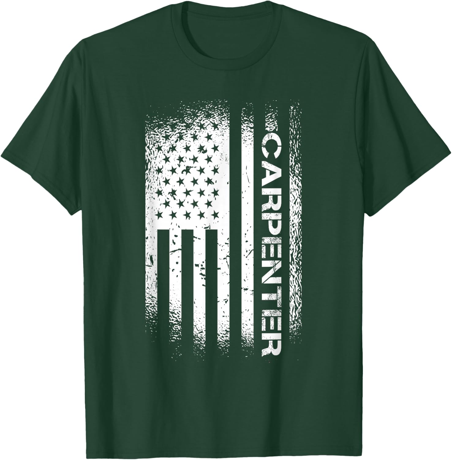Patriotic Carpenter With American Flag T-Shirt - T-Shirt | Forest