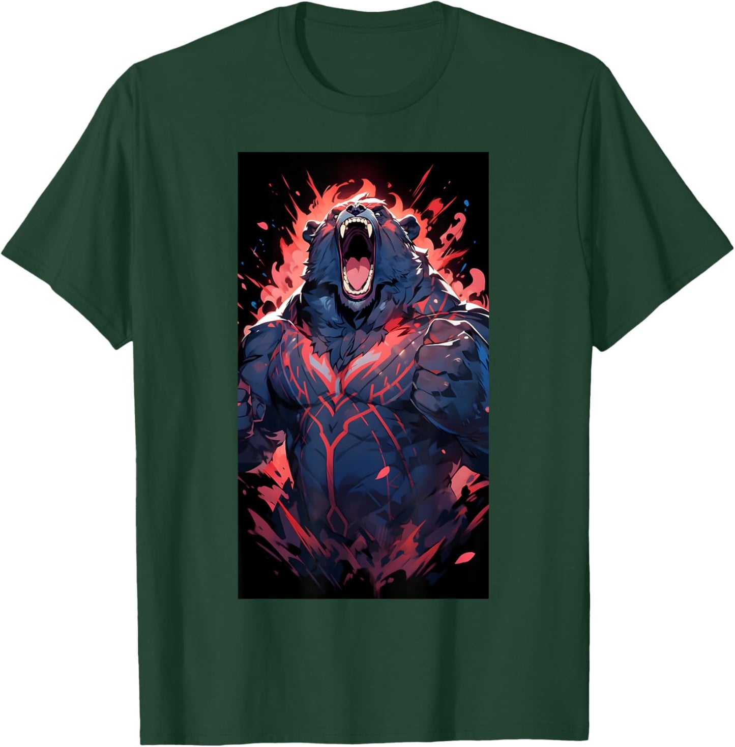 Bodybuilding Fitness Gym Bodybuilder Bear Anime Workout T-Shirt - T-Shirt | Forest
