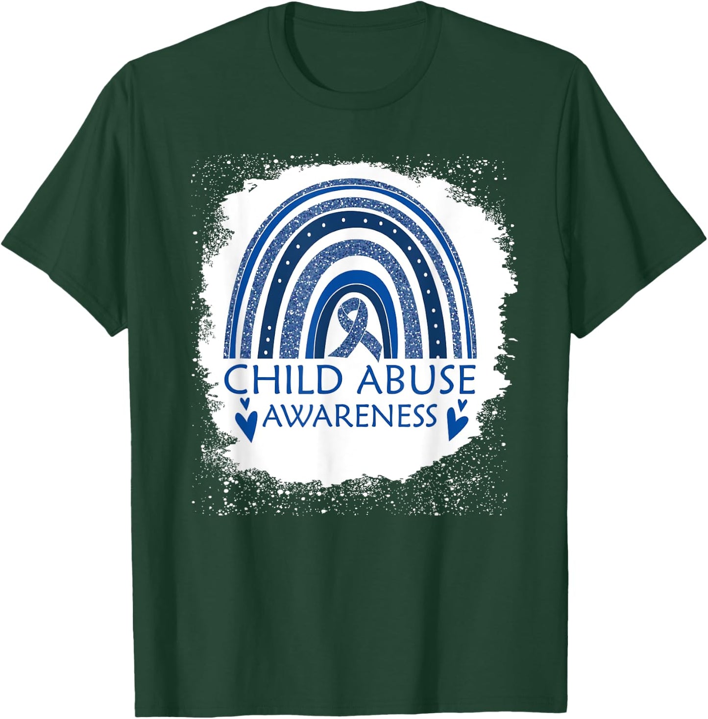 Child Abuse Awareness Bleached Rainbow Blue Ribbon Men T-Shirt - T-Shirt | Forest