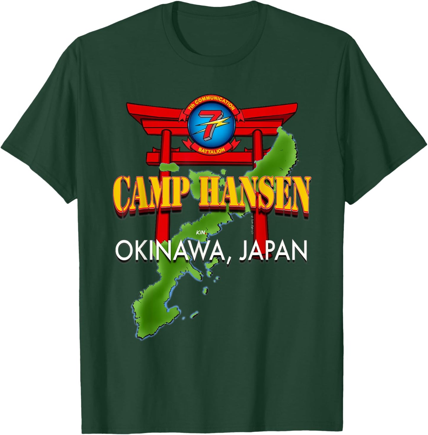 7th Communication Battalion Camp Hansen Okinawa Japan T-Shirt - T-Shirt | Forest