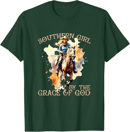 Southern Girl by the Grace God Christian Rural Lifestyle T-Shirt - T-Shirt | Forest