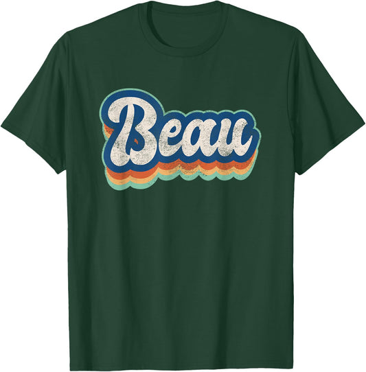 Beau First Name Boy Vintage Style 70s 80s Personalized T-Shirt - T-Shirt | Forest