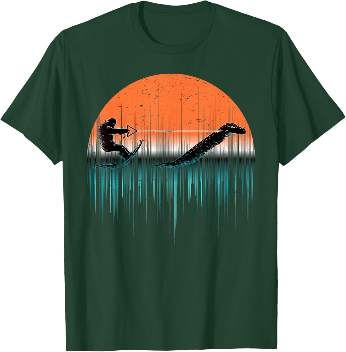 Cryptid Water Skiing Loch Ness Monster Funny Bigfoot T-Shirt - T-Shirt | Forest
