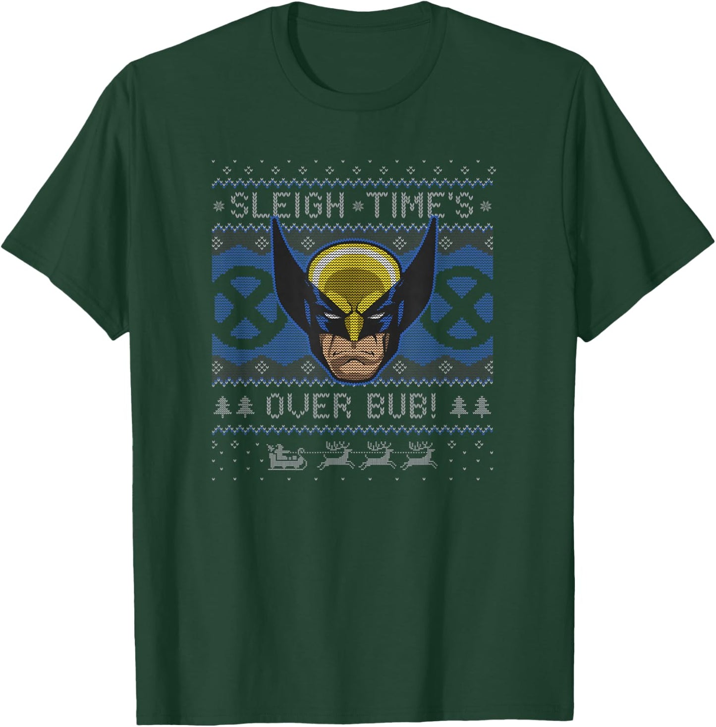 Marvel Christmas Wolverine Sleigh Times Over Bub! T-Shirt - T-Shirt | Forest
