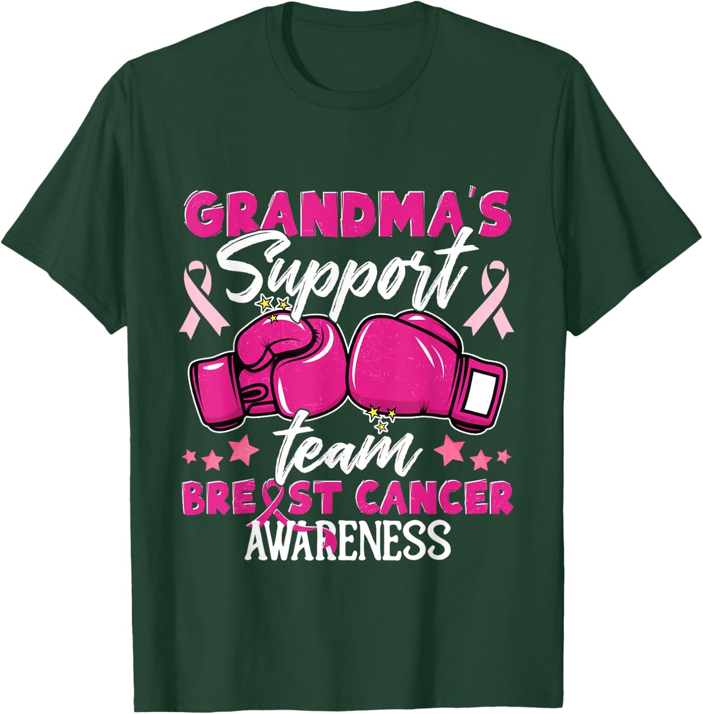 Grandma's Support Team Breast Cancer Awareness Support Squad T-Shirt - T-Shirt | Forest