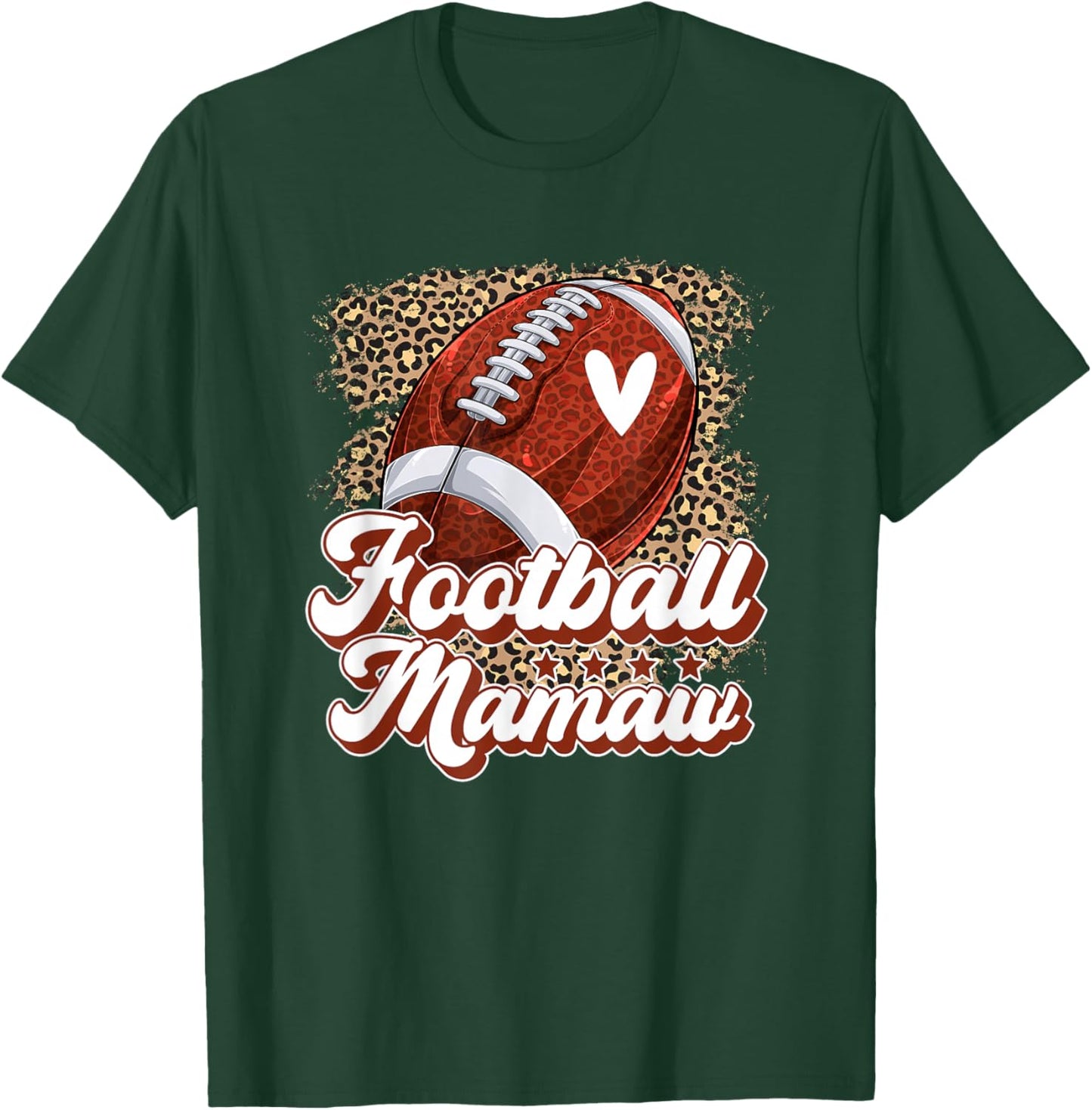 Football Mamaw Grandma Mamaw Of A Football Player Leopard T-Shirt - T-Shirt | Forest