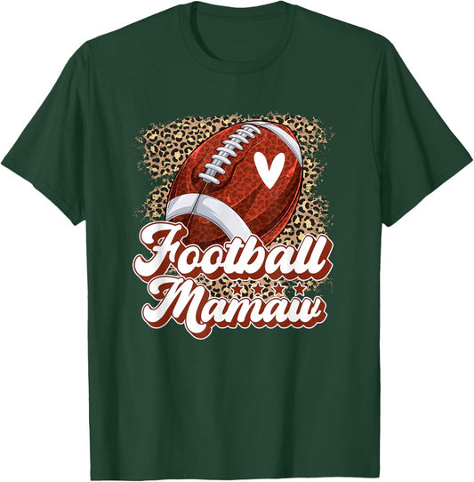 Football Mamaw Grandma Mamaw Of A Football Player Leopard T-Shirt - T-Shirt | Forest