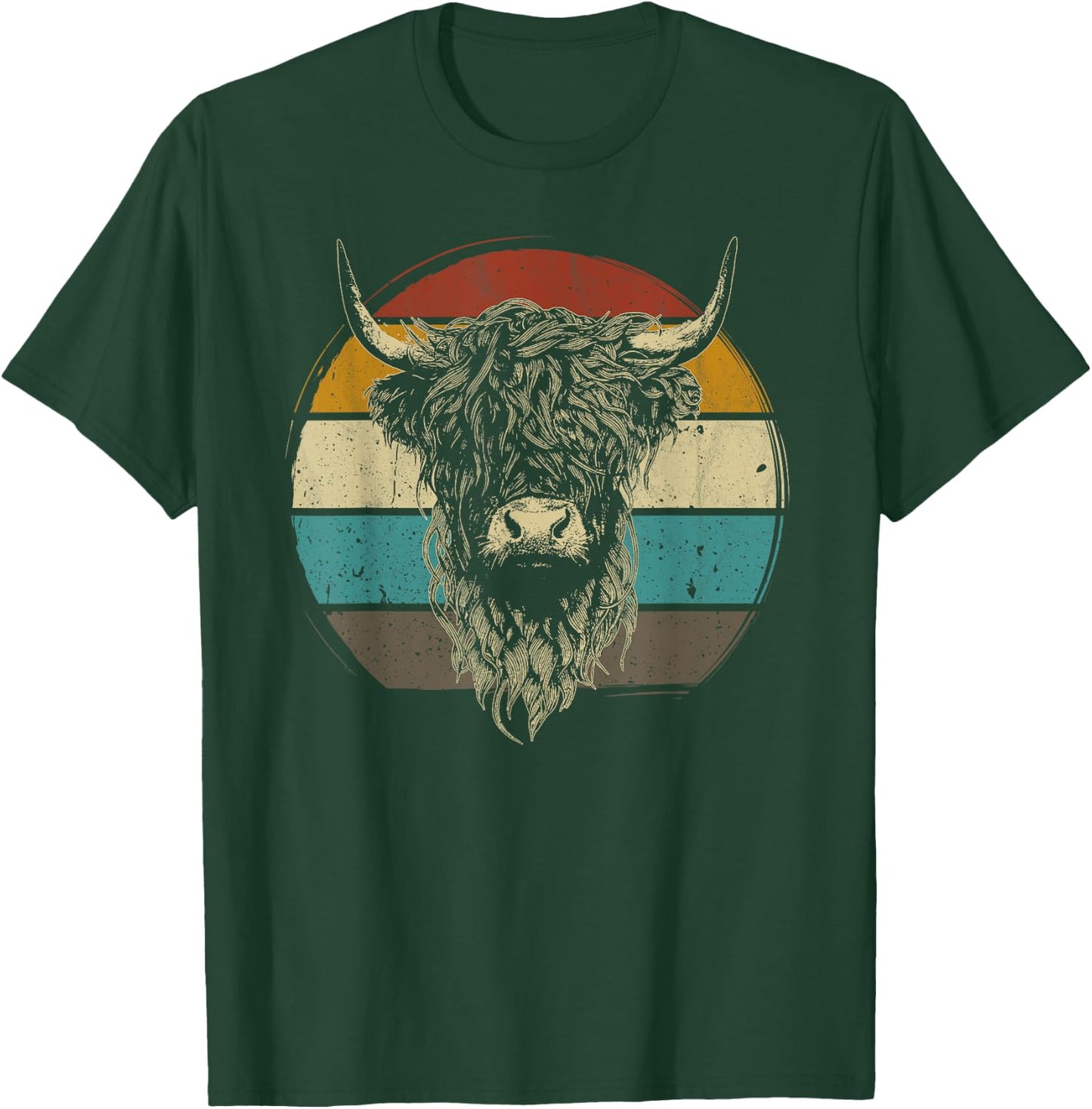 Scottish Highland Cow Cattle Hairy Cow Retro for cow lovers T-Shirt - T-Shirt | Forest