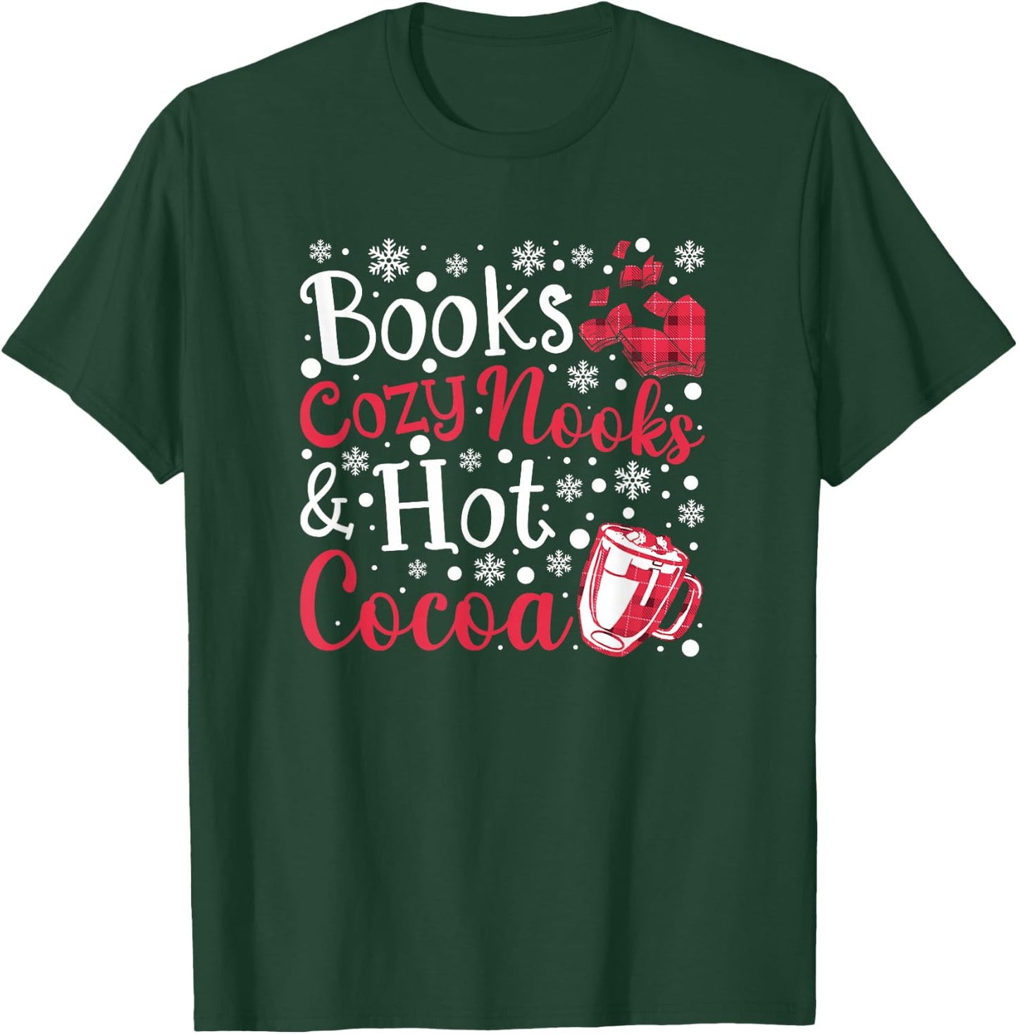 Books Cozy Nooks and Hot Cocoa - Cute Fall Booklover T-Shirt - T-Shirt | Forest