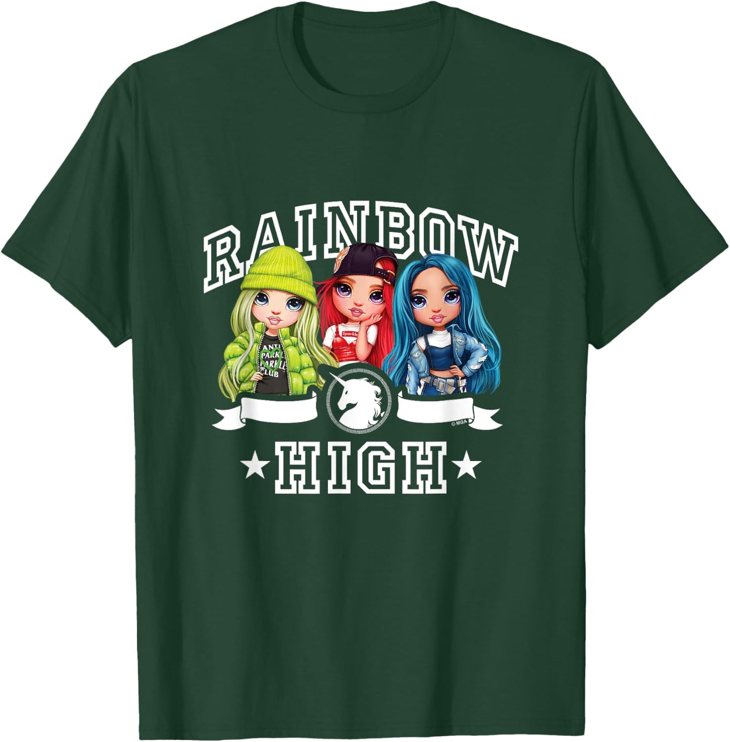 Rainbow High - Skylar Ruby Jade Collegiate Unicorn Logo T-Shirt - T-Shirt | Forest