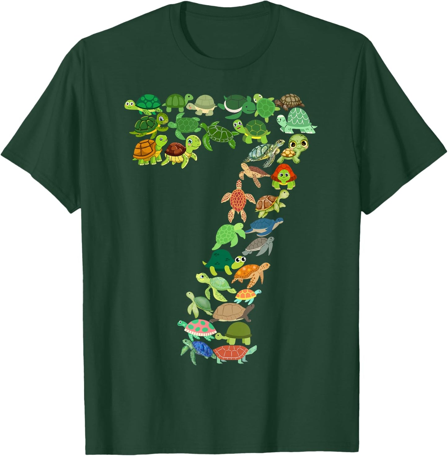 Kids 7th Birthday Sea Turtle Tortoise Themed 7 Years Old Boy T-Shirt - T-Shirt | Forest