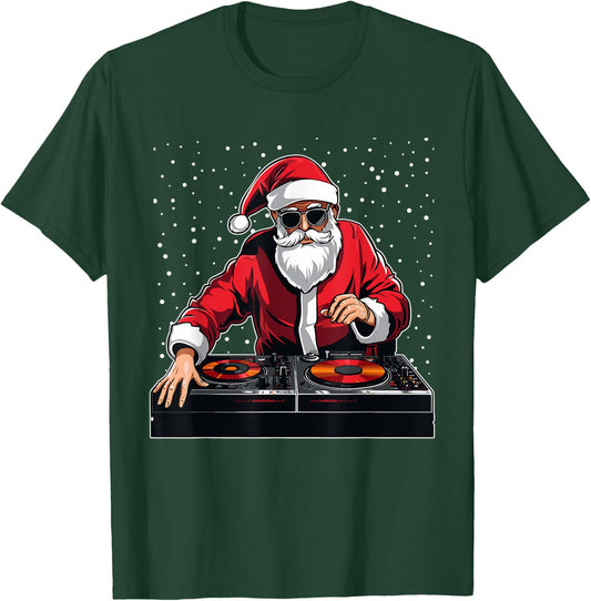 Dj Santa Singing Christmas Pajama Disc Jockey Music Lover T-Shirt - T-Shirt | Forest