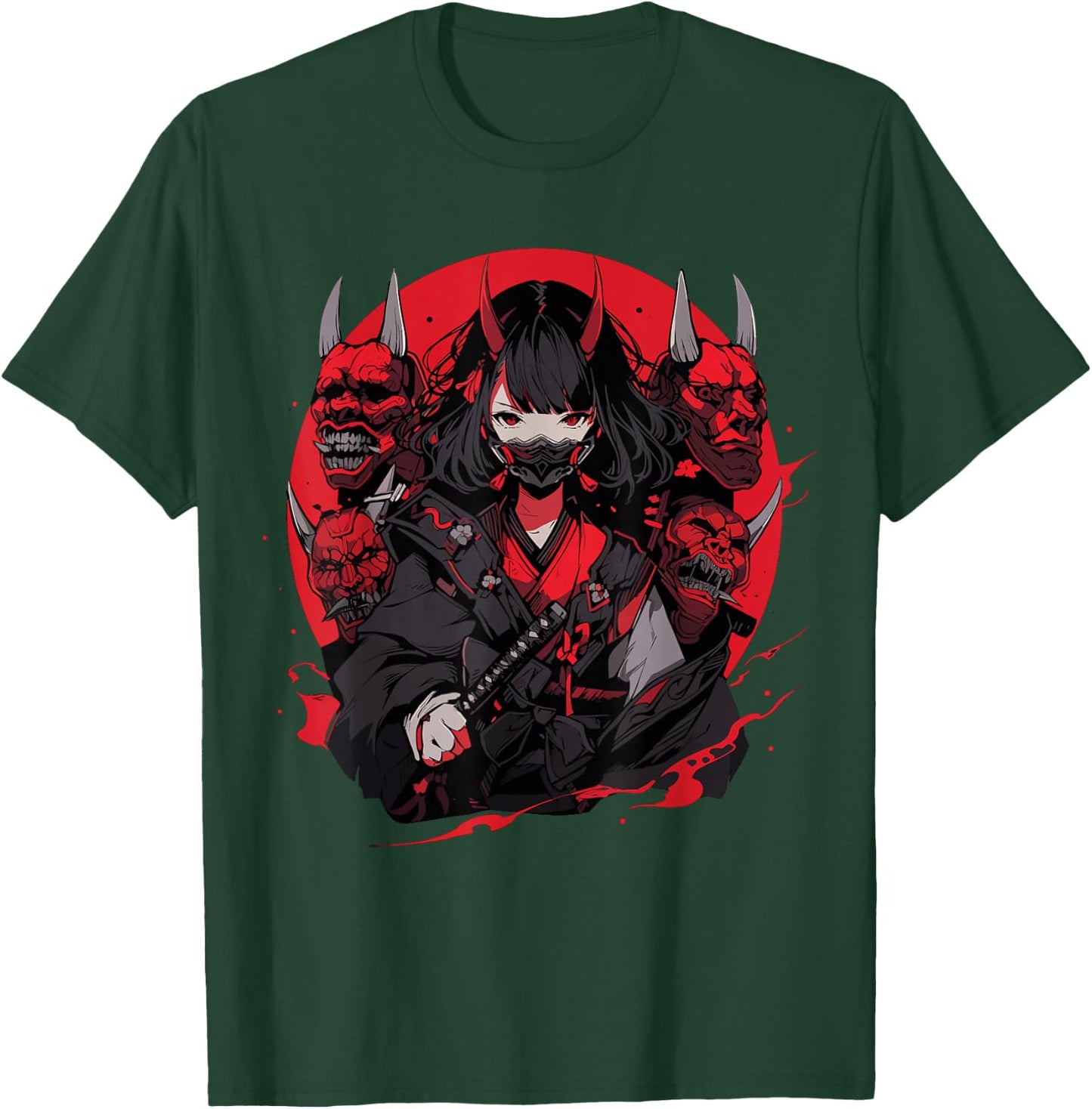 Anime Girl Gothic Waifu Japanese Kawaii Otaku Oni Mask T-Shirt - T-Shirt | Forest