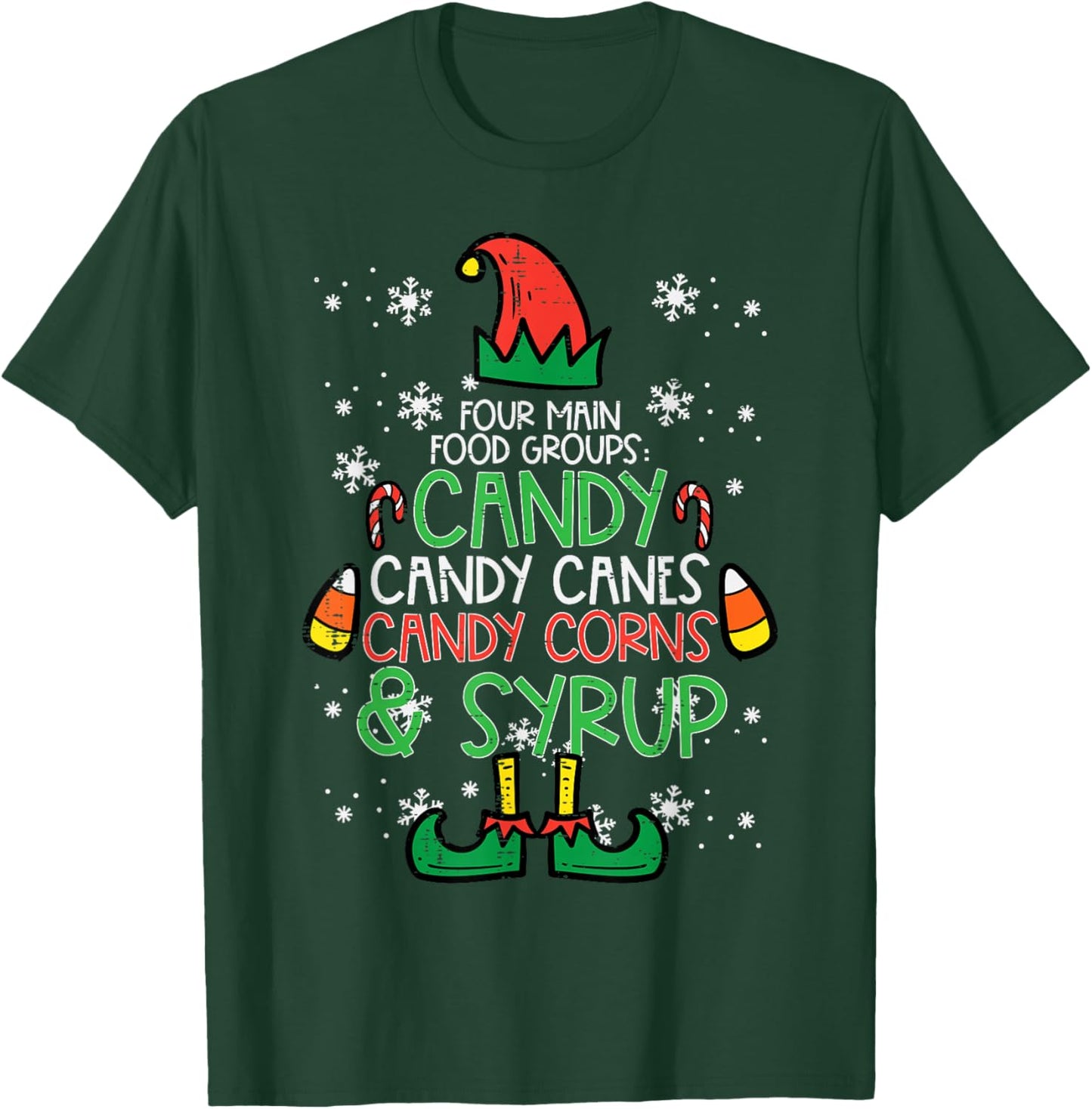 Christmas Food Groups Funny Xmas Candy Cane Men Women Kids T-Shirt - T-Shirt | Forest
