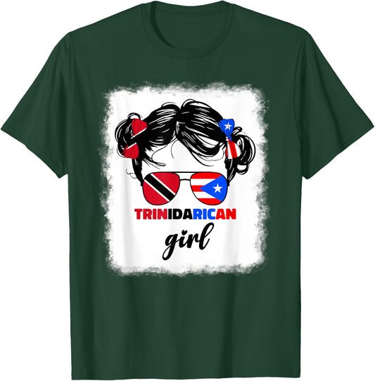 Trinidad And Puerto Rican Rico Flag Trinidadian Kids Girls T-Shirt - T-Shirt | Forest
