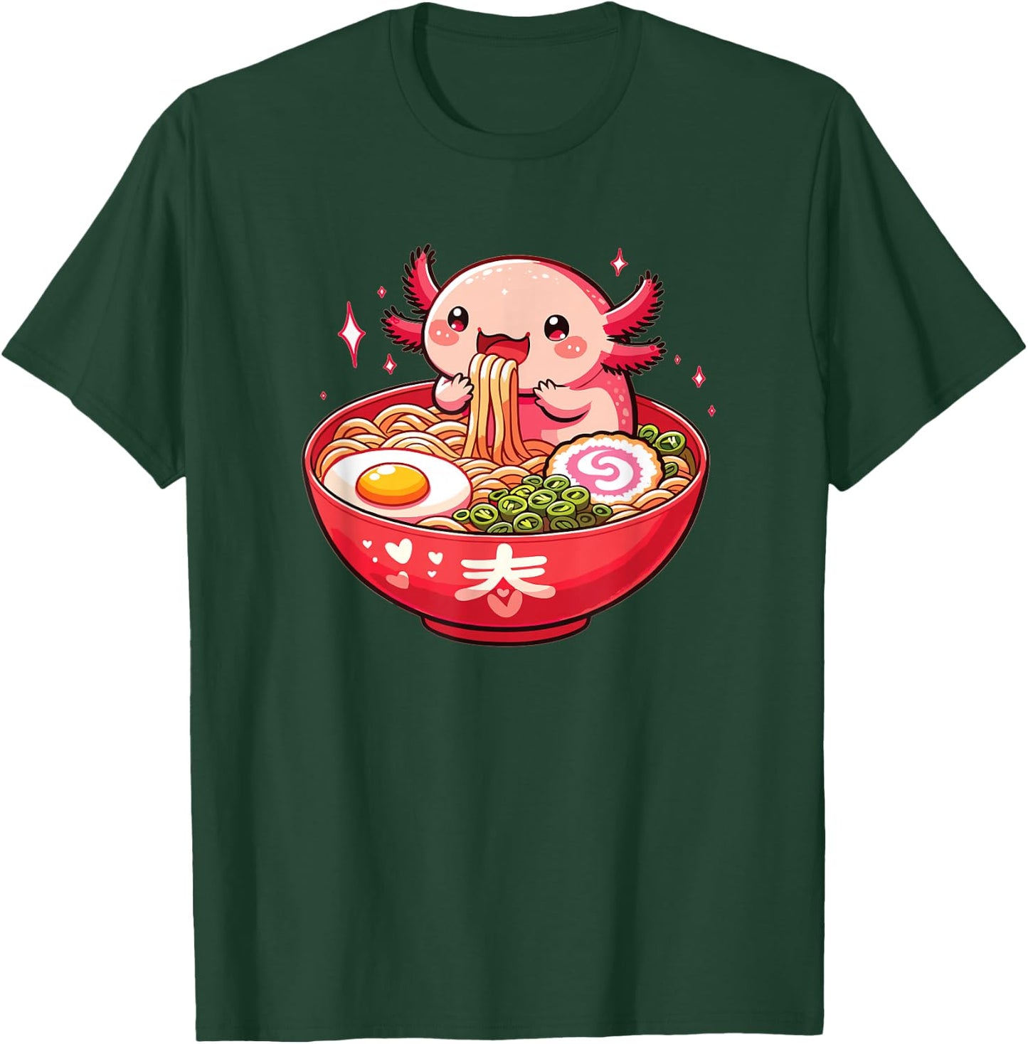 Sweet Axolotl Eats Ramen Noodles Axolotls Ramen T-Shirt - T-Shirt | Forest