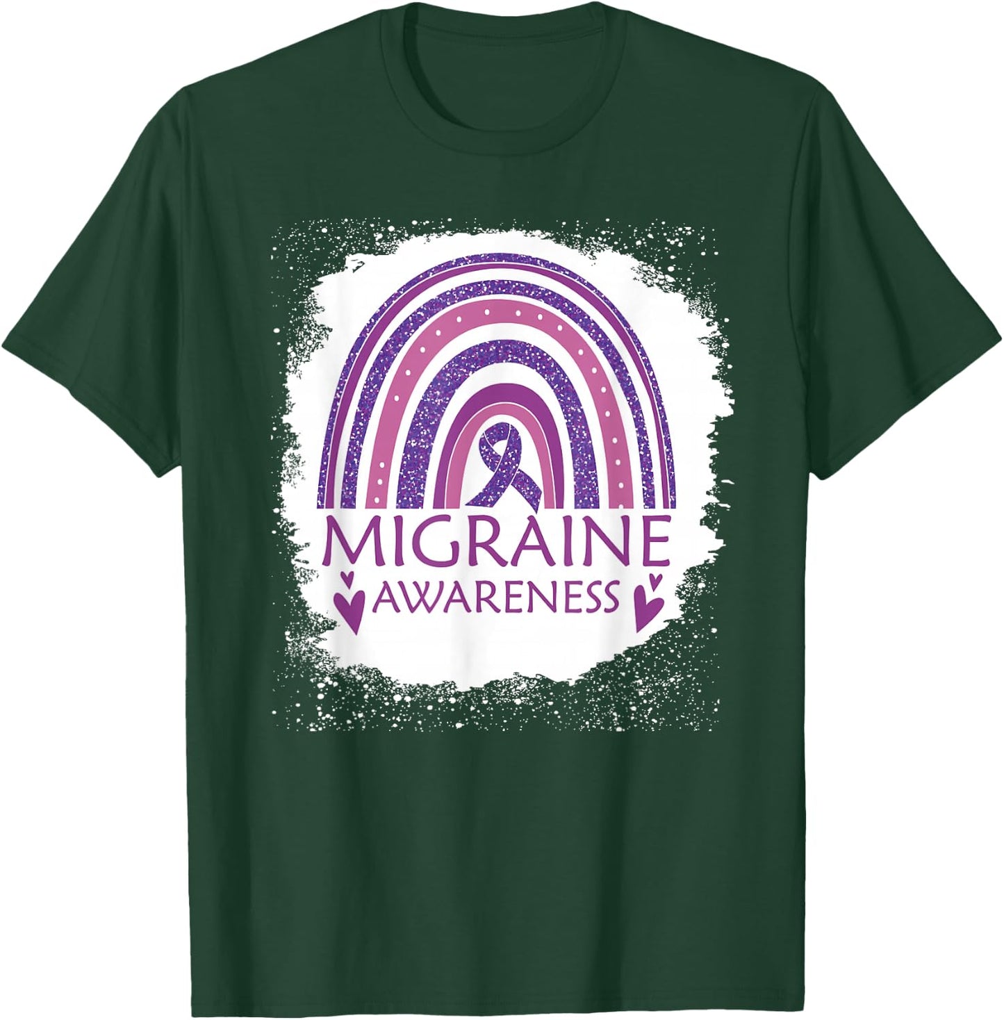 Migraine Awareness Bleached Rainbow Purple Ribbon Men T-Shirt - T-Shirt | Forest