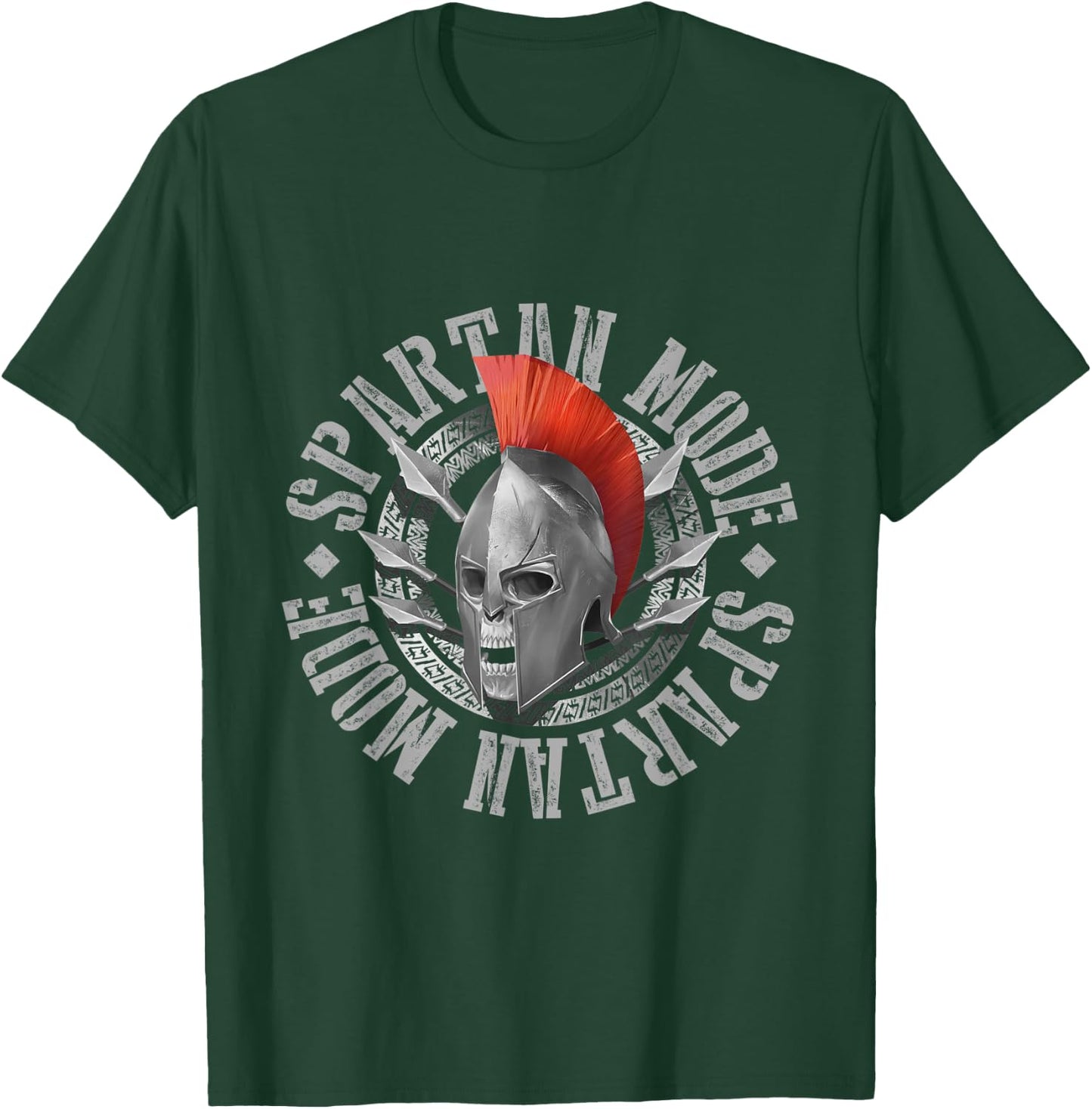 Spartan Mode Skull Helmet Greek Fitness Sparta 300 Gladiator T-Shirt - T-Shirt | Forest