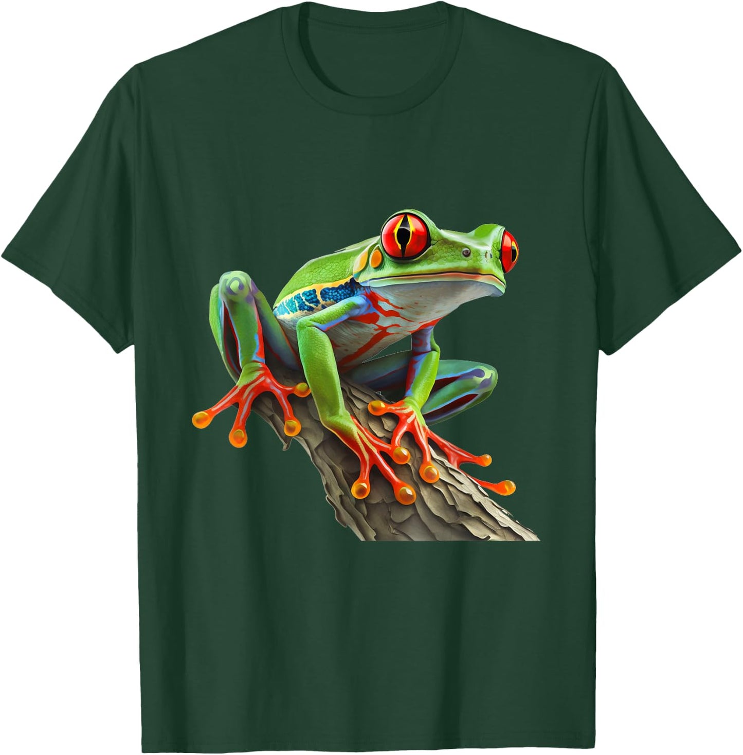 Red Eyed Tree Frog Leaping Frog Leaves Rainforest Amphibian T-Shirt - T-Shirt | Forest