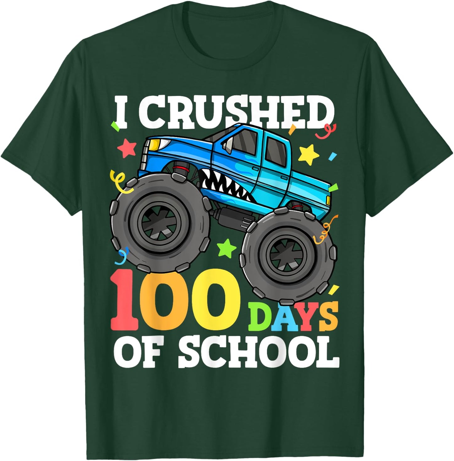 100 Days of School Monster Truck 100th Day of School Boys T-Shirt - T-Shirt | Forest