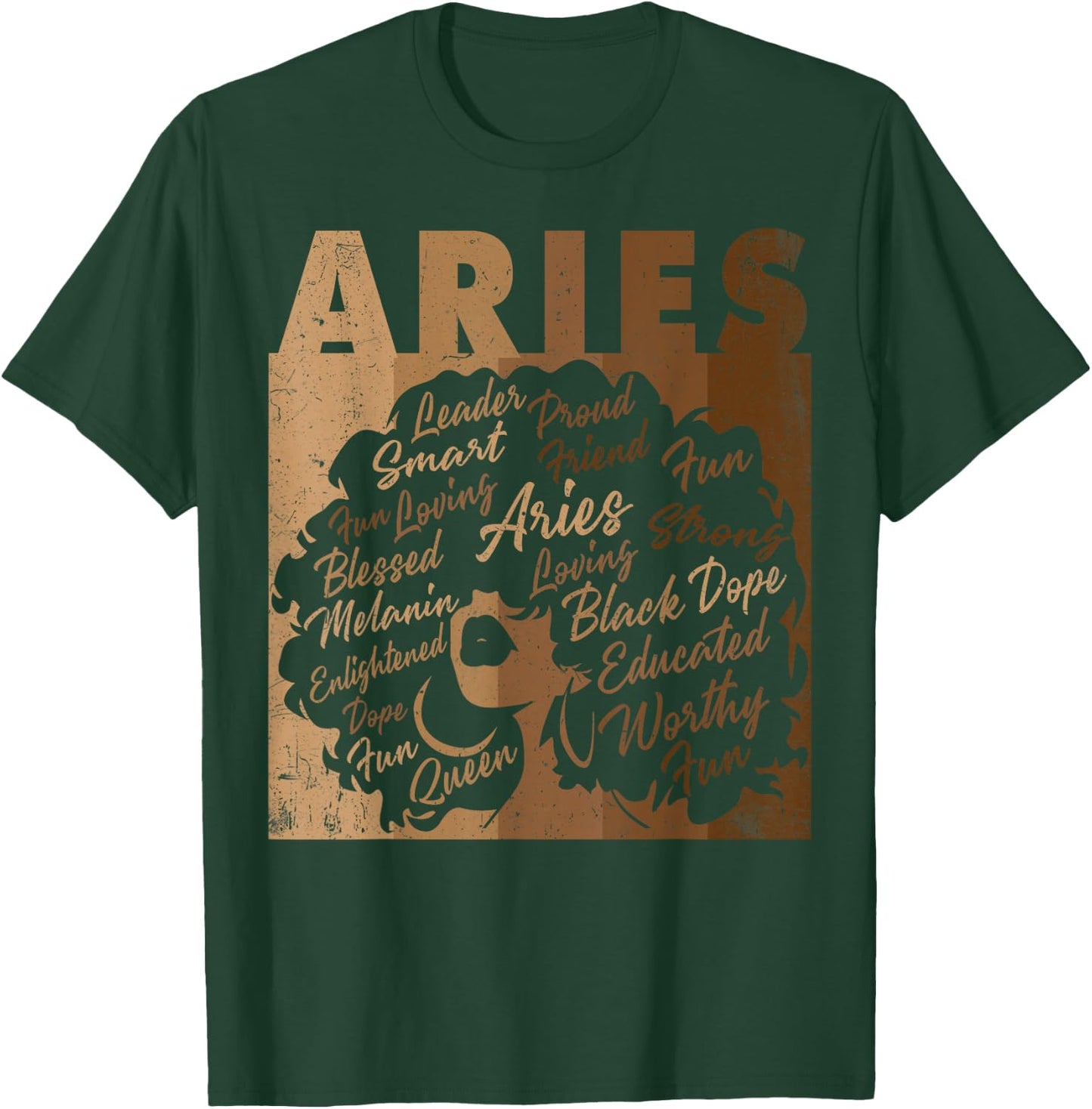 Aries Girl African American Women Melanin Birthday T-Shirt - T-Shirt | Forest