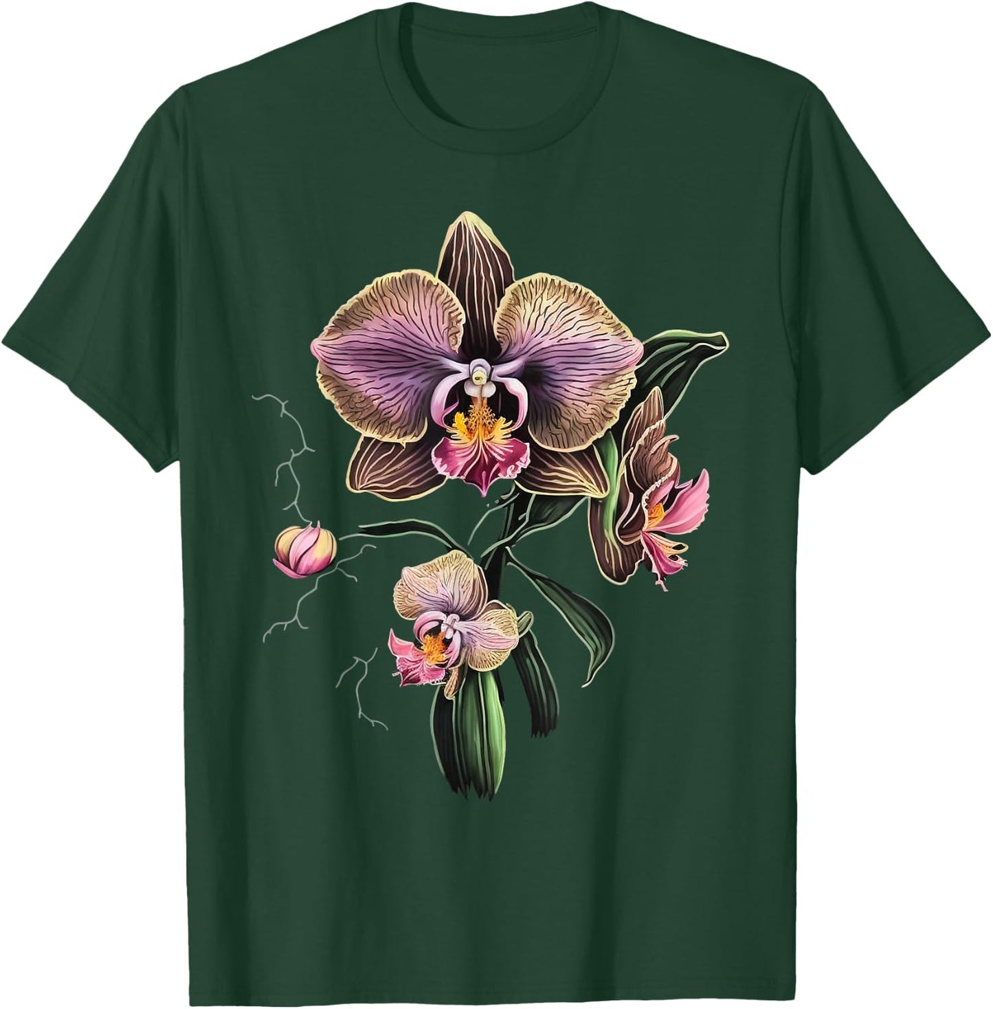 Vintage Orchid Flower on Orchid T-Shirt - T-Shirt | Forest