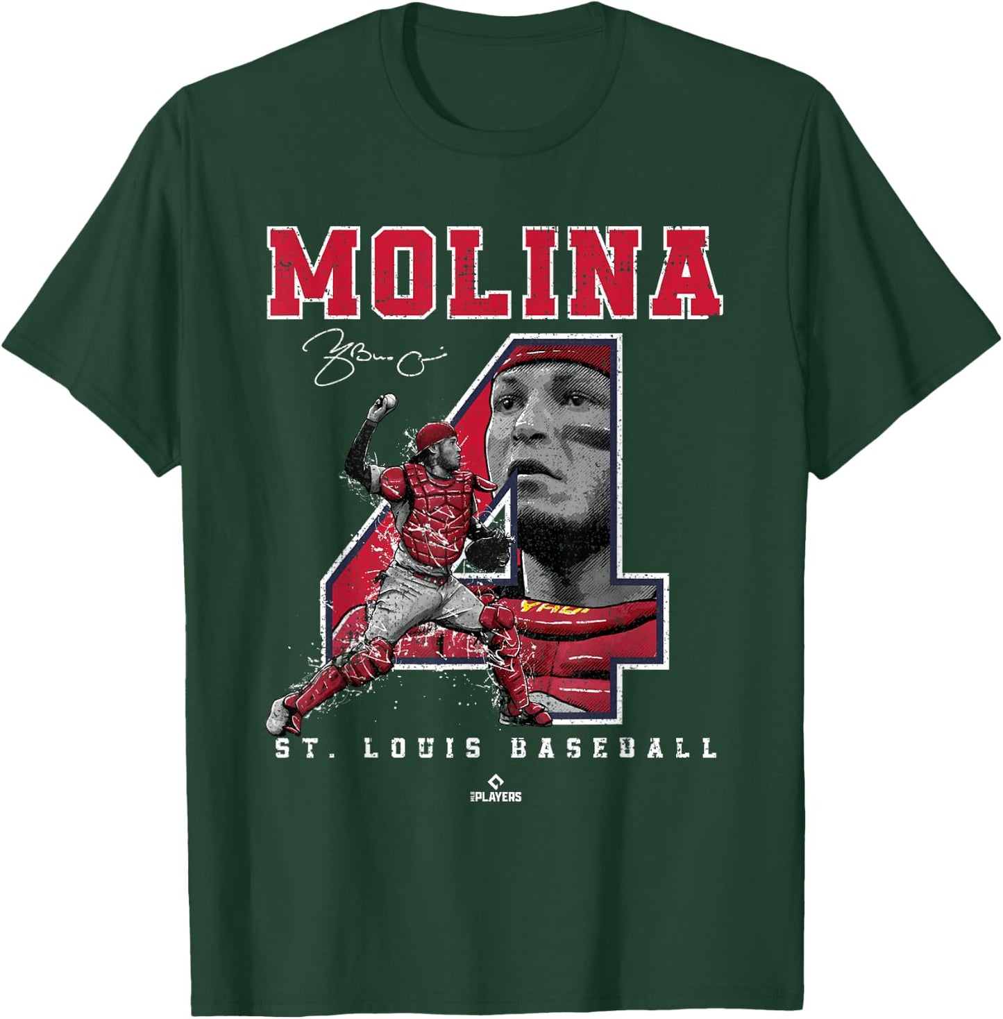 Number and Portrait Yadier Molina St Louis MLBPA T-Shirt - T-Shirt | Forest