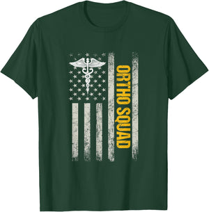 Orthopedic Surgeon Ortho Squad USA Flag Orthopedist Men T-Shirt - T-Shirt | Forest