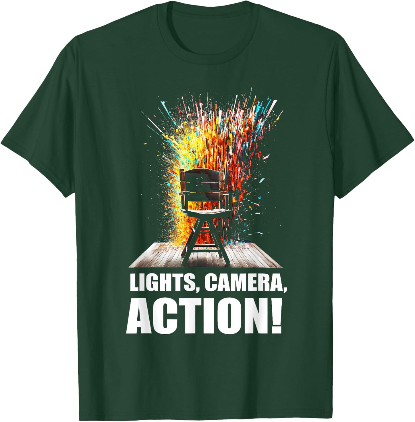 Lights Camera Action Movie Director Movie Clapper Board T-Shirt - T-Shirt | Forest