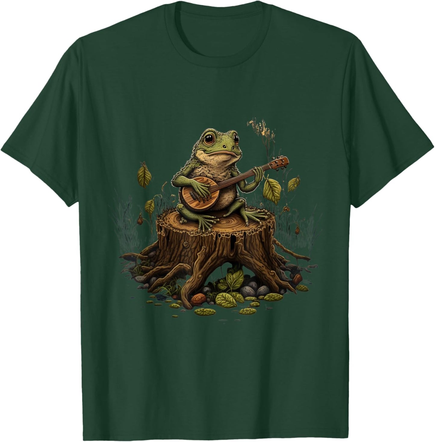 Frog Playing Banjo On Log T-Shirt - T-Shirt | Forest