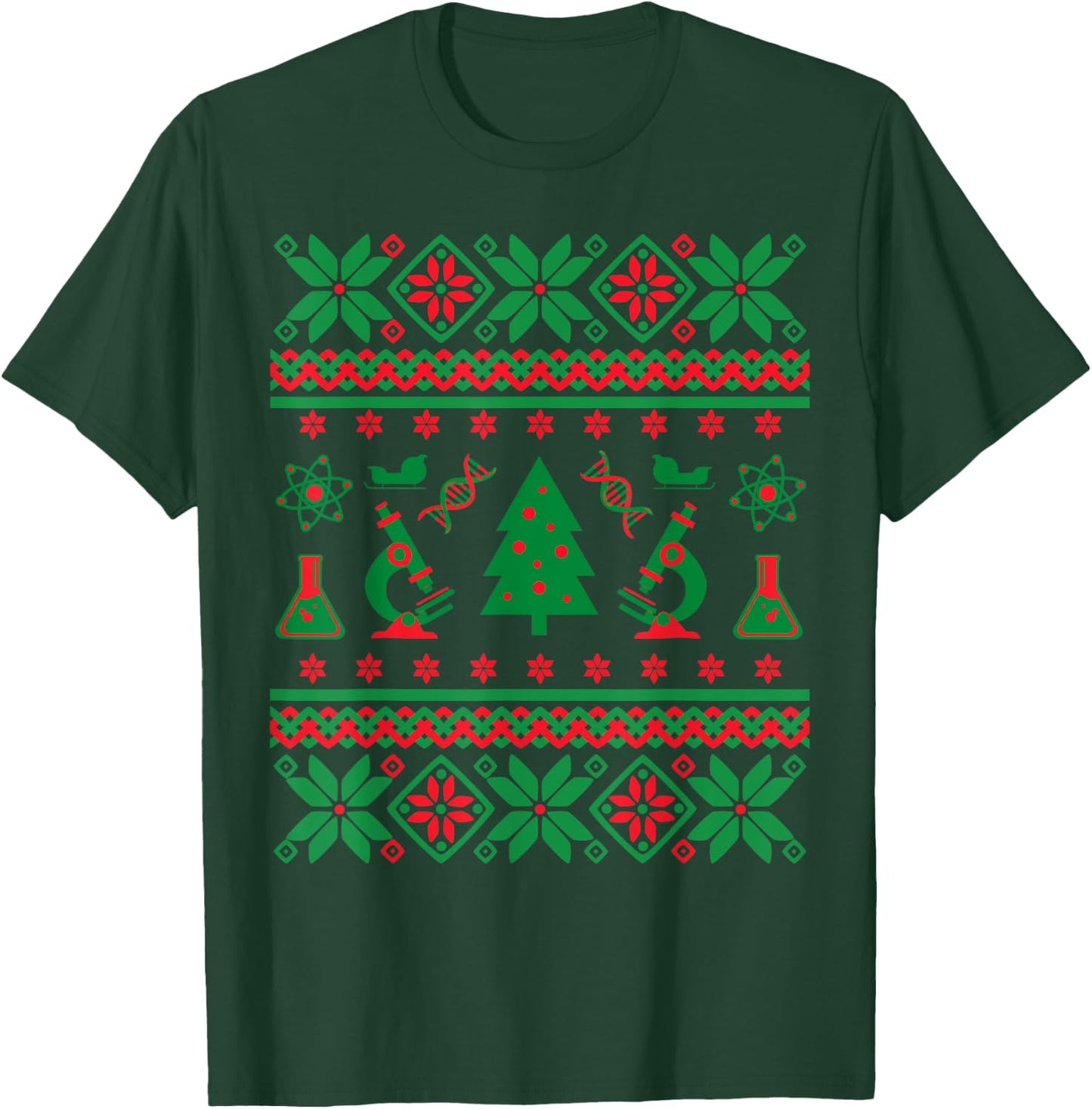 Science Ugly Christmas Sweater - DNA, Chemistry Biology, PCR T-Shirt - T-Shirt | Forest