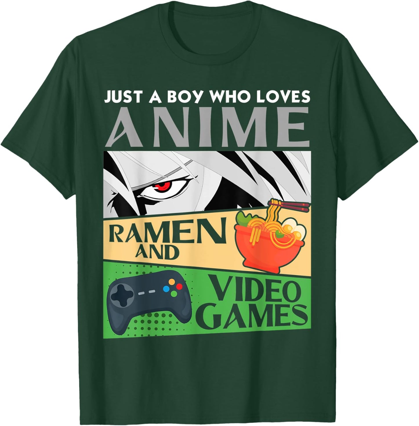 Just A Boy Who Loves Anime Ramen and Video Games Introvert T-Shirt - T-Shirt | Forest